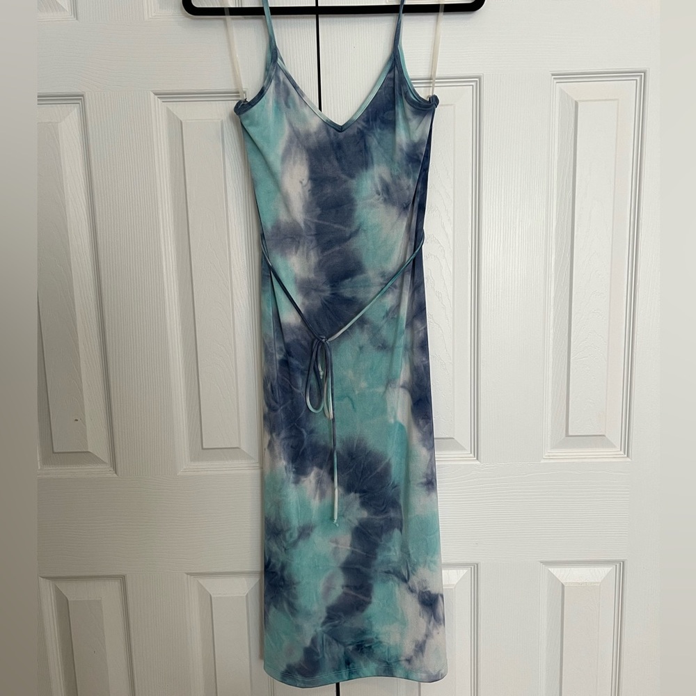 Bo Bel Blue Tie-Dye Midi Cami Dress Size Small Gently Used